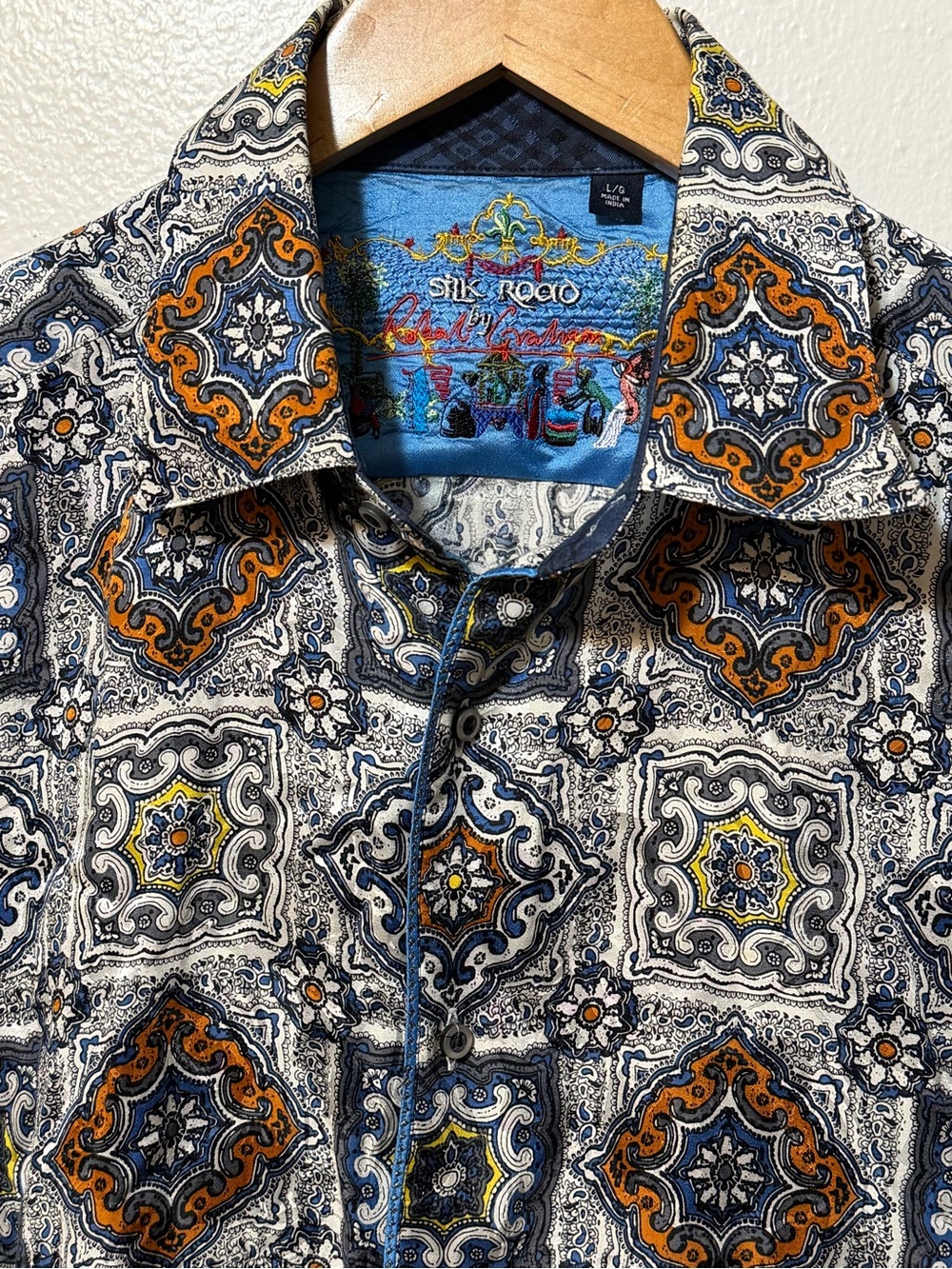 Robert Graham LARGE SILK ROAD Men's Woven Geometric Multicolor Long Sleeve